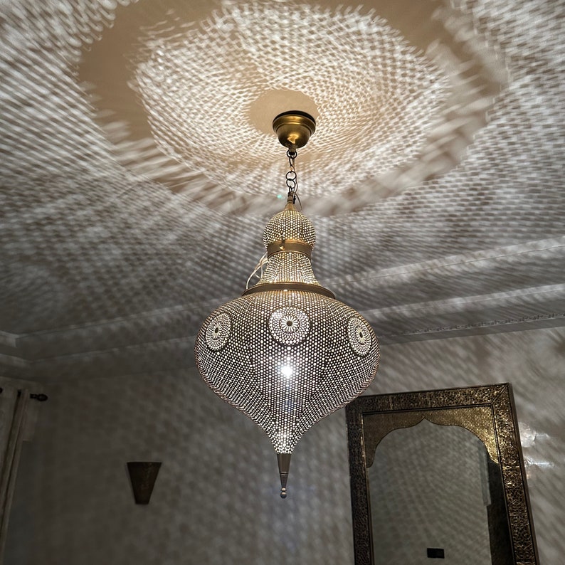 Moroccan Handmade Brass Ceiling Pendant Light (Sekina)