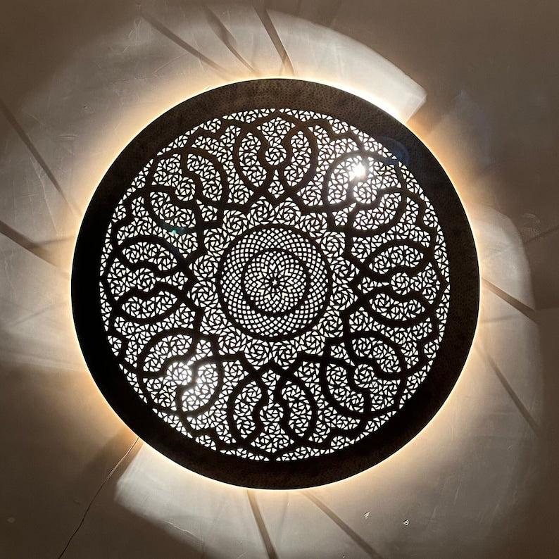 Order by Size : Moroccan handmade brass round wall light lamp ( casablanca)