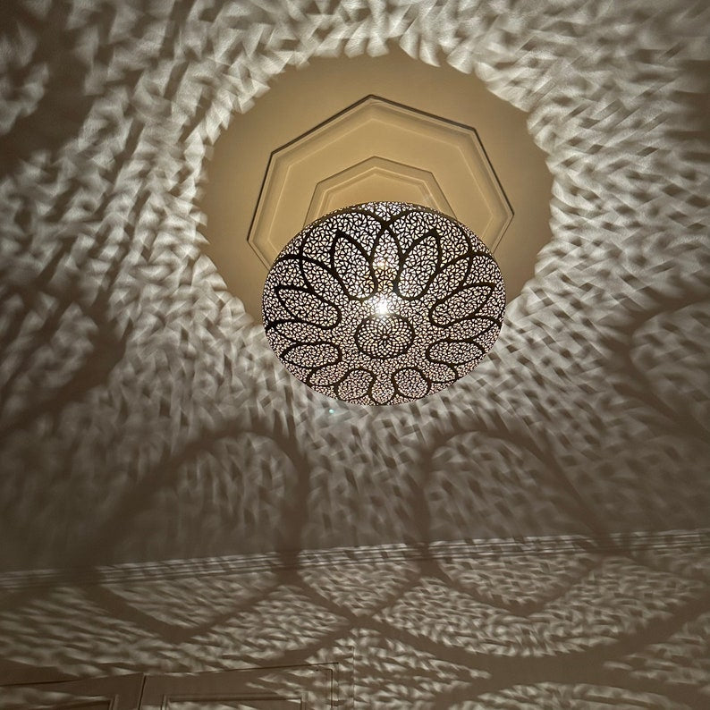 Order by Size : Moroccan Handmade Brass Ceiling Pendant Light (Rayhana)