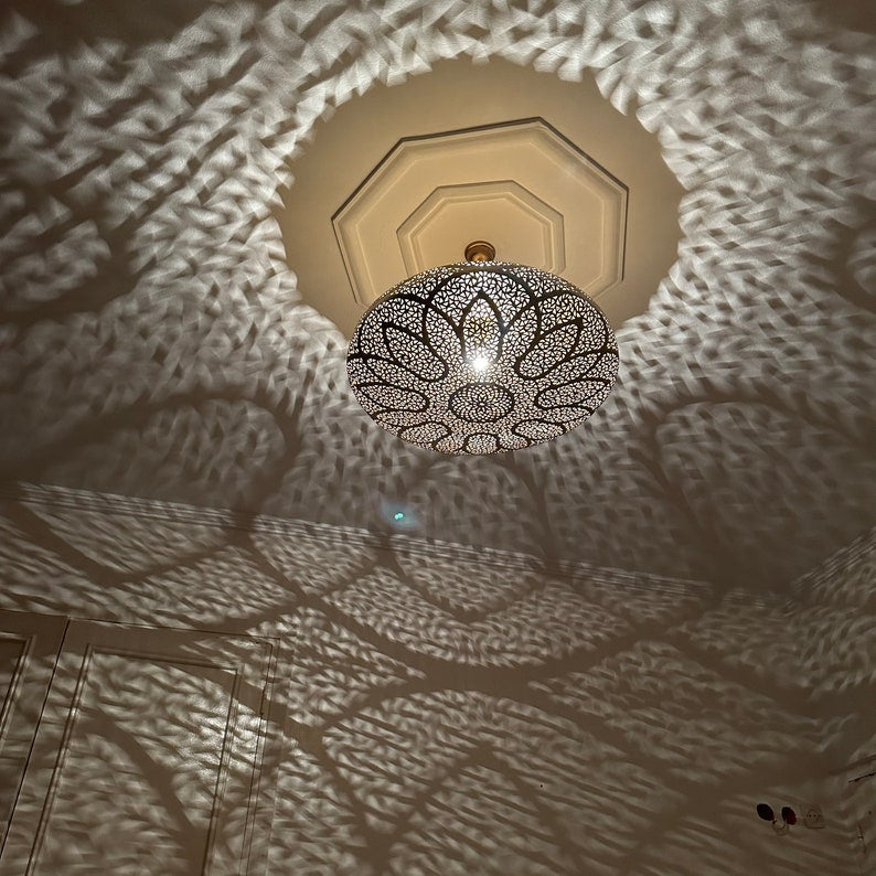 Order by Size : Moroccan Handmade Brass Ceiling Pendant Light (Rayhana)