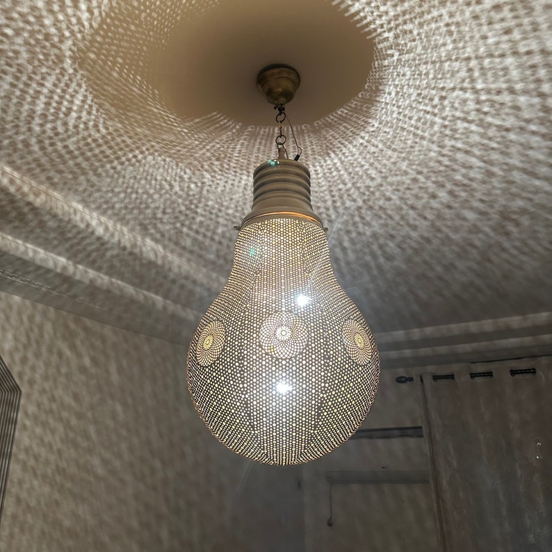 Moroccan Handmade Brass Ceiling Pendant Light (Numidia)
