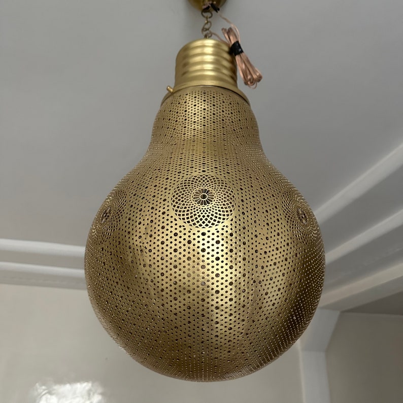 Moroccan Handmade Brass Ceiling Pendant Light (Numidia)
