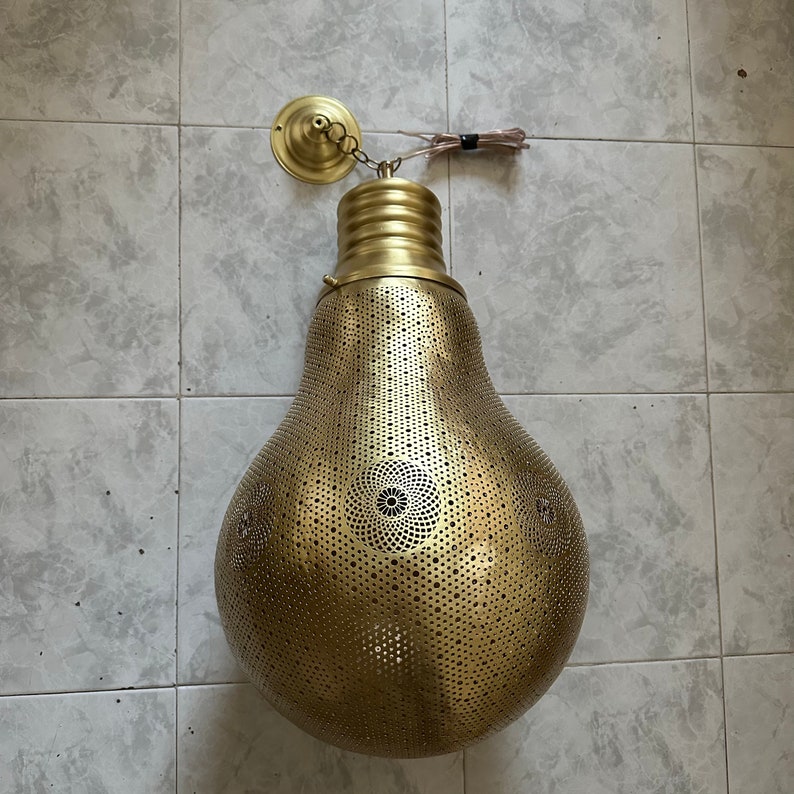 Moroccan Handmade Brass Ceiling Pendant Light (Numidia)