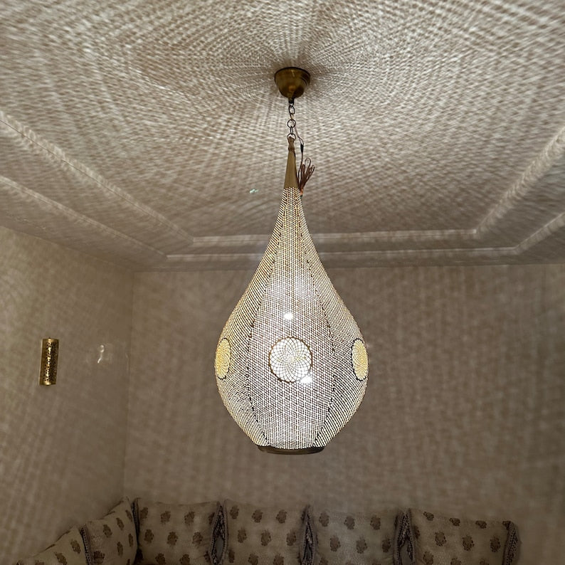 Moroccan Handmade Brass Ceiling Pendant Light (Nanna)