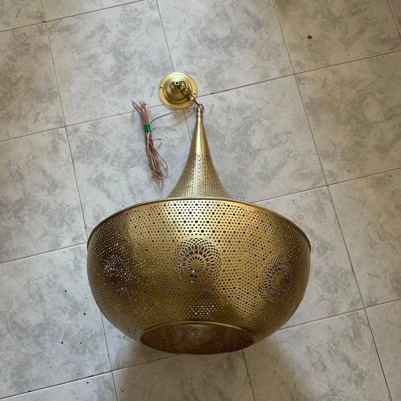 Moroccan Handmade Brass Ceiling Pendant Light (Lalla)