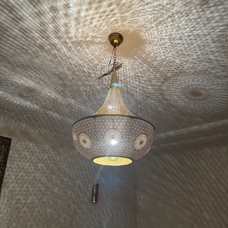 Moroccan Handmade Brass Ceiling Pendant Light (Lalla)
