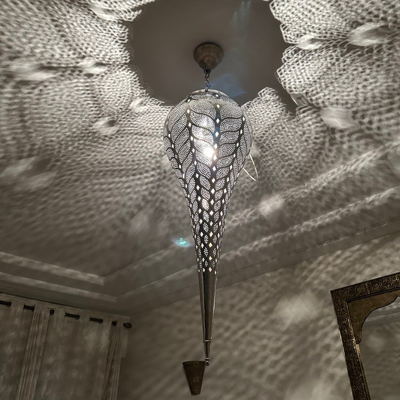 Order by Size : Moroccan Handmade Brass Ceiling Pendant Light (Tafukt)