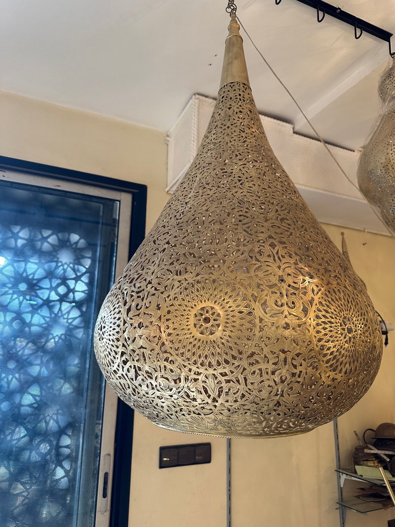 Order by Size : Moroccan Handmade Brass Ceiling Pendant Light (Sabah)