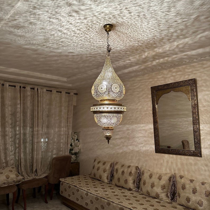 Order by Size : Moroccan Handmade Brass Ceiling Pendant Light (Laytmas)