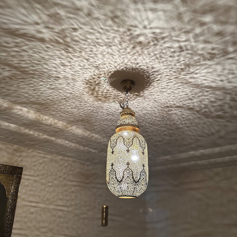 Order by Size : Moroccan Handmade Brass Ceiling Pendant Light (Inas)