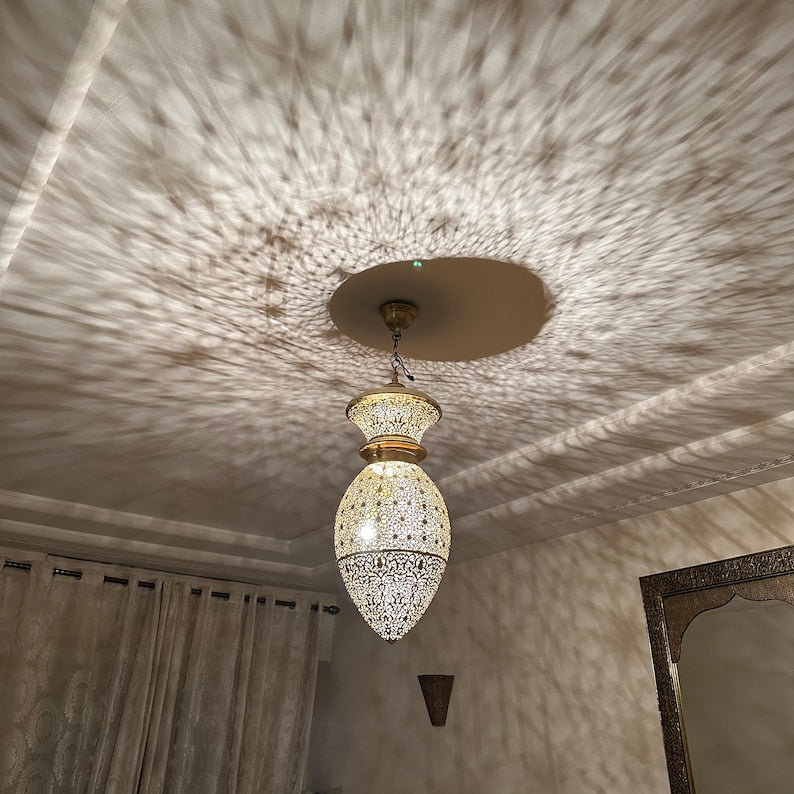 Moroccan Handmade Brass Ceiling Pendant Light (Mana)