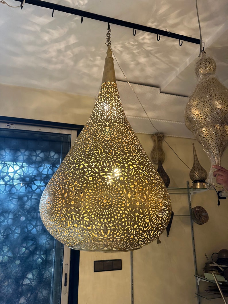 Order by Size : Moroccan Handmade Brass Ceiling Pendant Light (Sabah)