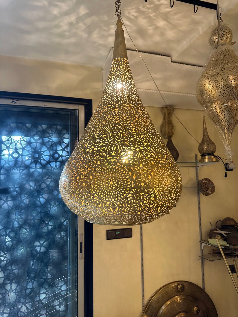 Order by Size : Moroccan Handmade Brass Ceiling Pendant Light (Sabah)
