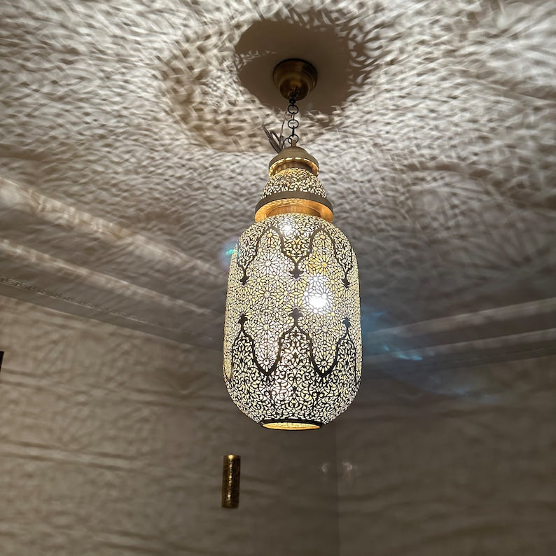 Order by Size : Moroccan Handmade Brass Ceiling Pendant Light (Inas)