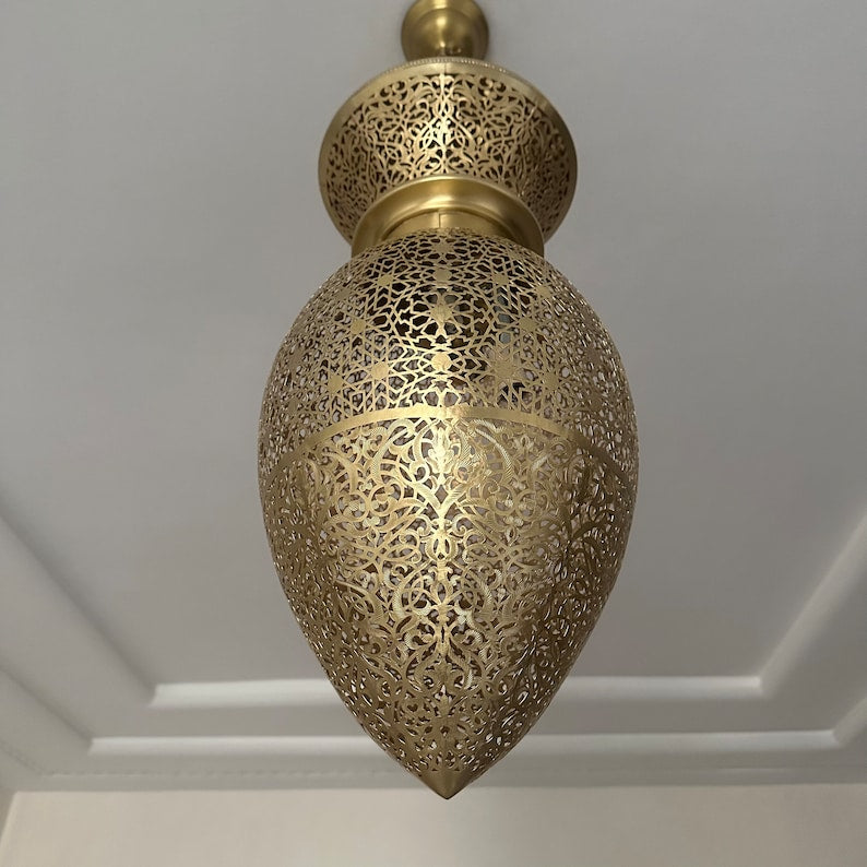 Moroccan Handmade Brass Ceiling Pendant Light (Mana)