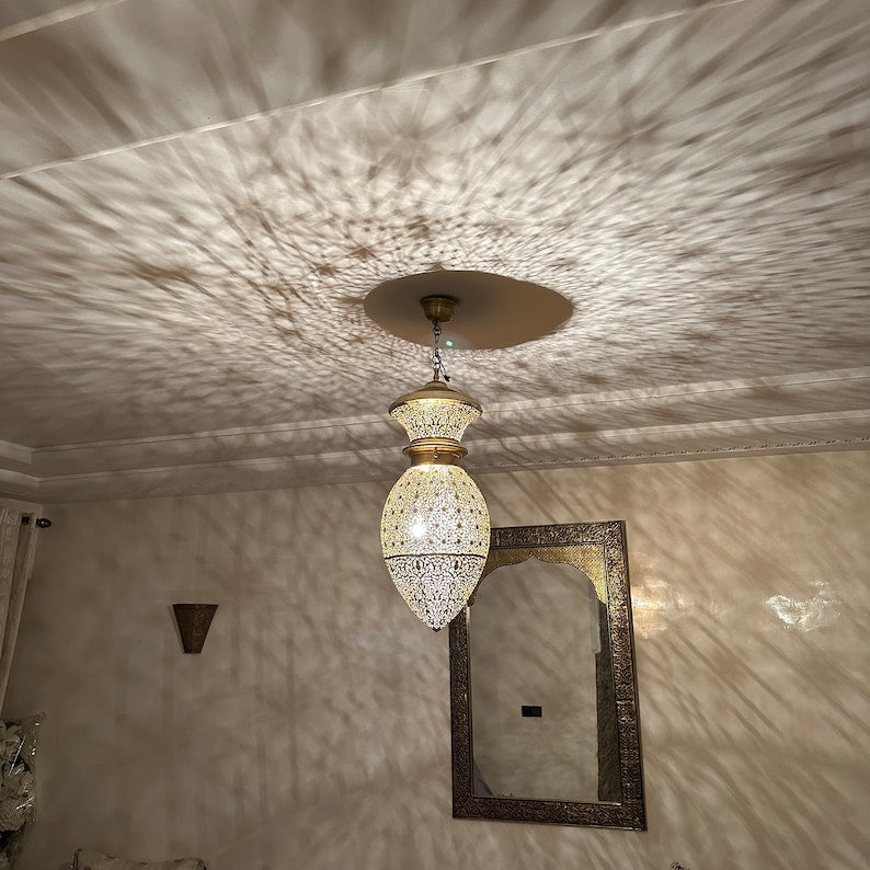 Moroccan Handmade Brass Ceiling Pendant Light (Mana)