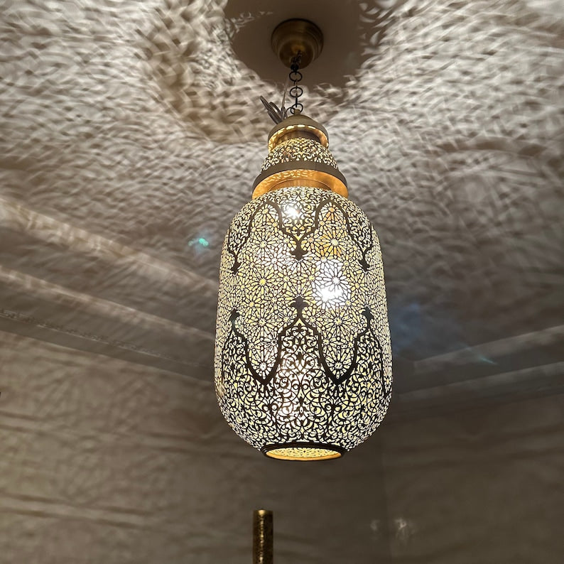 Order by Size : Moroccan Handmade Brass Ceiling Pendant Light (Inas)