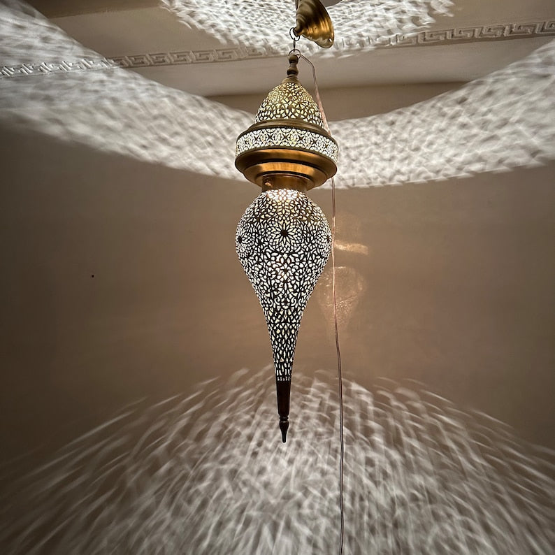 Order by Size : Moroccan Handmade Brass Ceiling Pendant Light (Haylana)