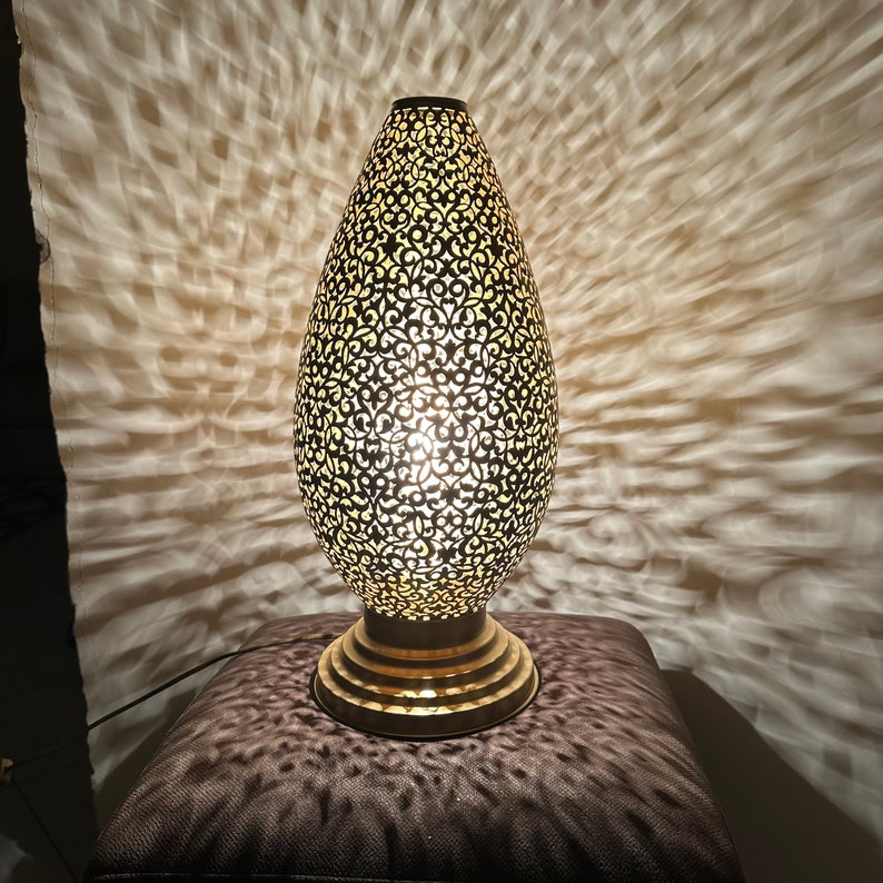 Order by Size : Moroccan Handmade Brass Table Lamp (Layan)