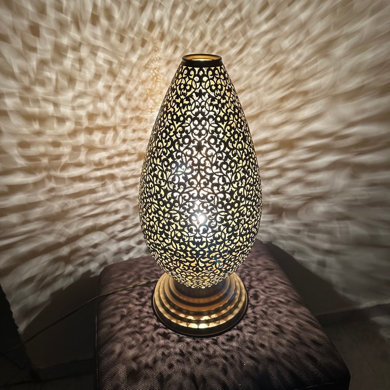 Order by Size : Moroccan Handmade Brass Table Lamp (Layan)