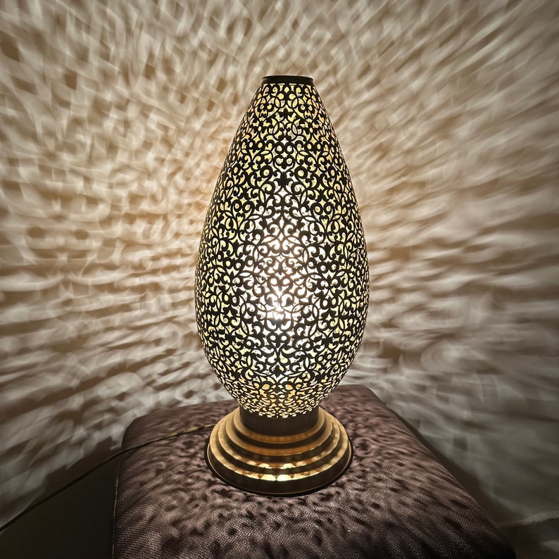 Order by Size : Moroccan Handmade Brass Table Lamp (Layan)