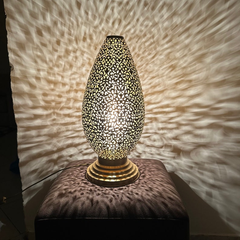 Order by Size : Moroccan Handmade Brass Table Lamp (Layan)