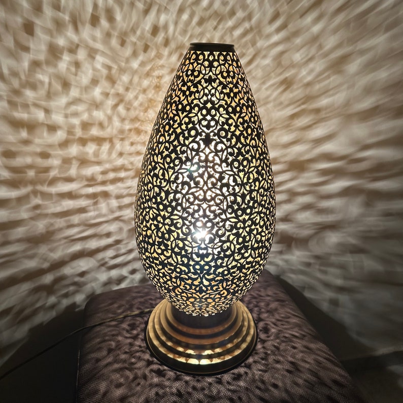 Order by Size : Moroccan Handmade Brass Table Lamp (Layan)