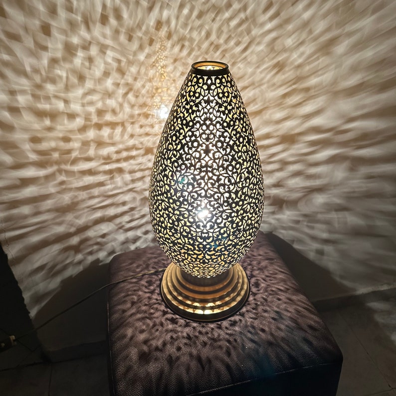 Order by Size : Moroccan Handmade Brass Table Lamp (Layan)