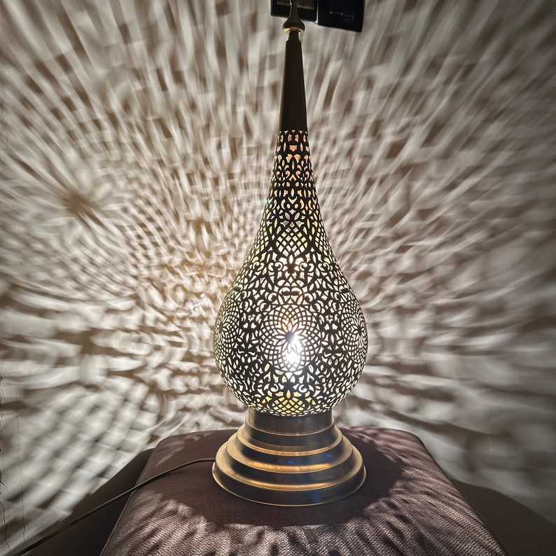 Order by Size : Moroccan Handmade Brass Table Lamp (Mahra)