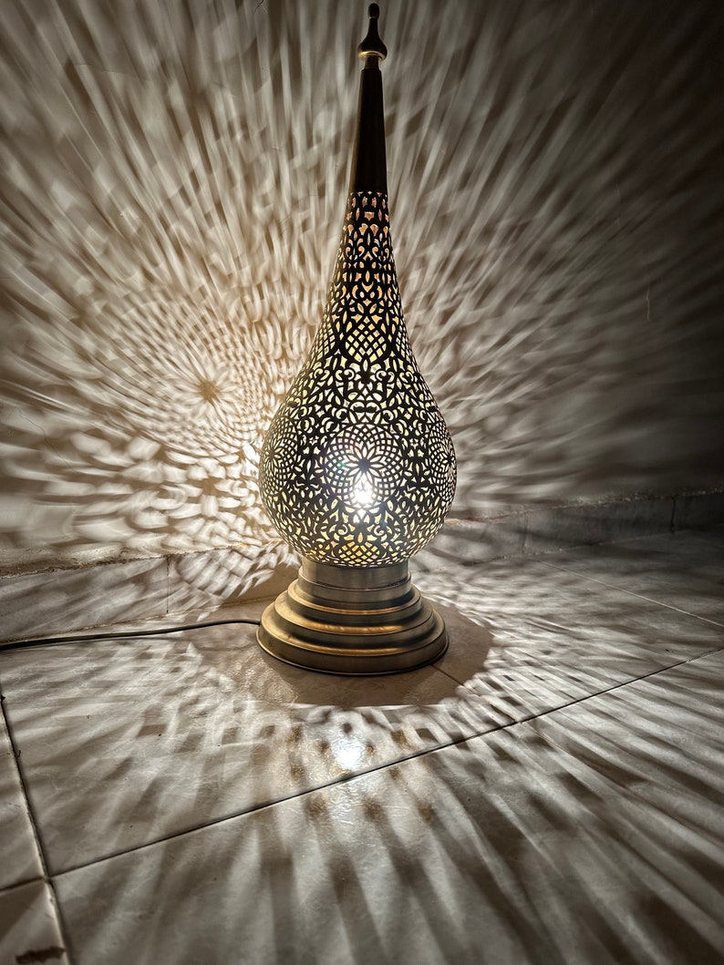 Order by Size : Moroccan Handmade Brass Table Lamp (Mahra)