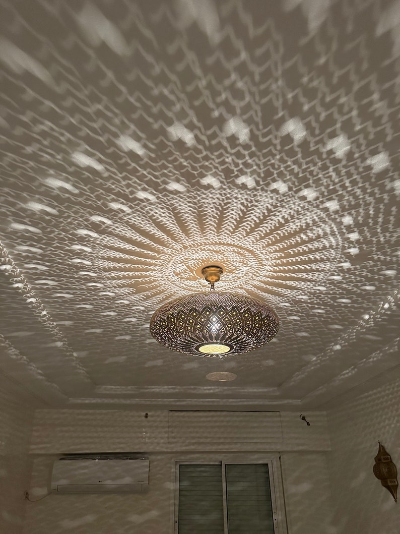 Order by Size : Moroccan Handmade Brass Ceiling Pendant Light (Firdaus)