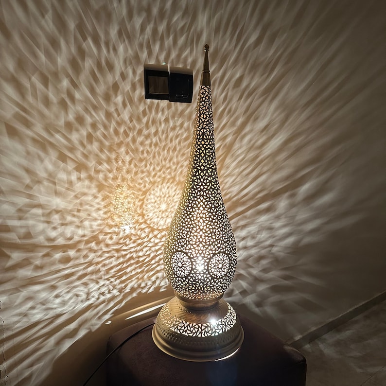 Order by Size : Moroccan Handmade Brass Table Lamp (Lulu)