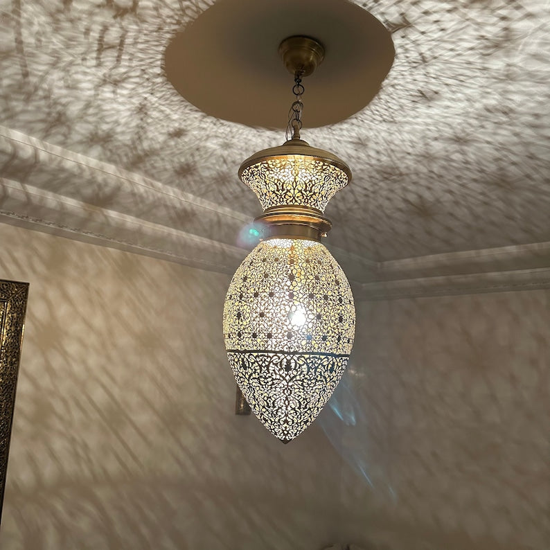Moroccan Handmade Brass Ceiling Pendant Light (Mana)
