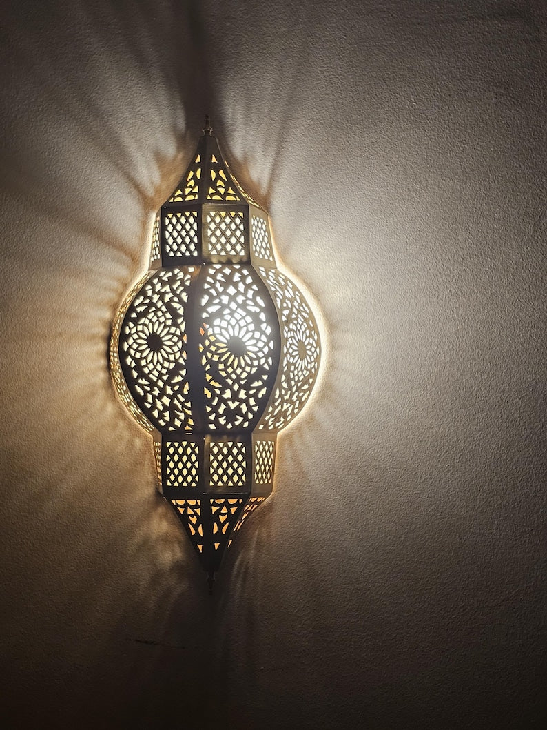 Moroccan handmade sconce brass wall light (kamila)