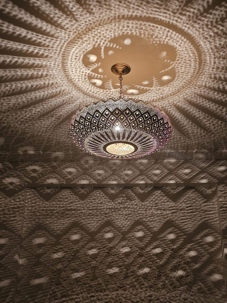 Order by Size : Moroccan Handmade Brass Ceiling Pendant Light (Maysaa)