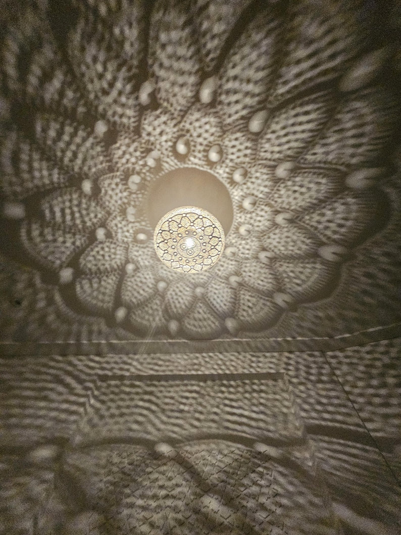 Order by Size : Moroccan Handmade Brass Ceiling Pendant Light (Rawdah)