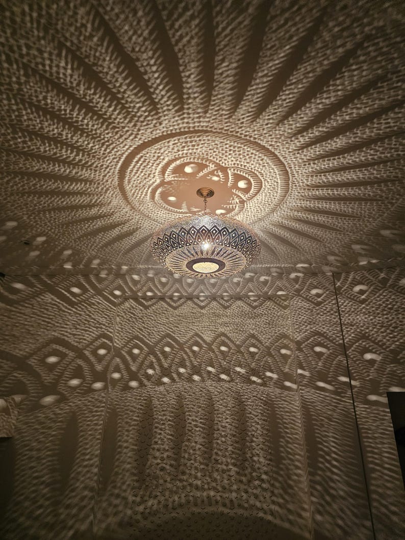 Order by Size : Moroccan Handmade Brass Ceiling Pendant Light (Tahira)