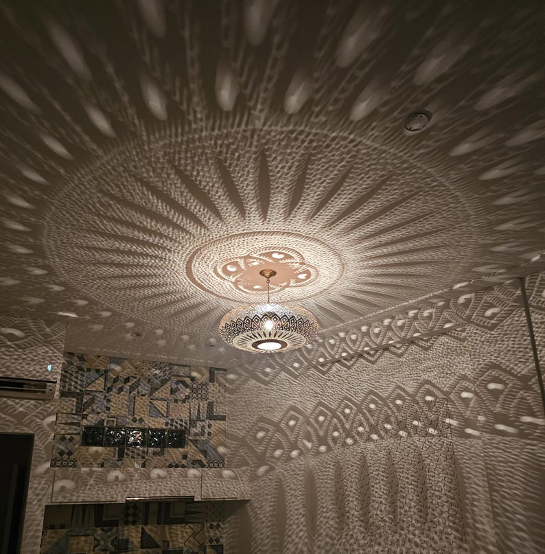 Order by Size : Moroccan Handmade Brass Ceiling Pendant Light (Tahira)