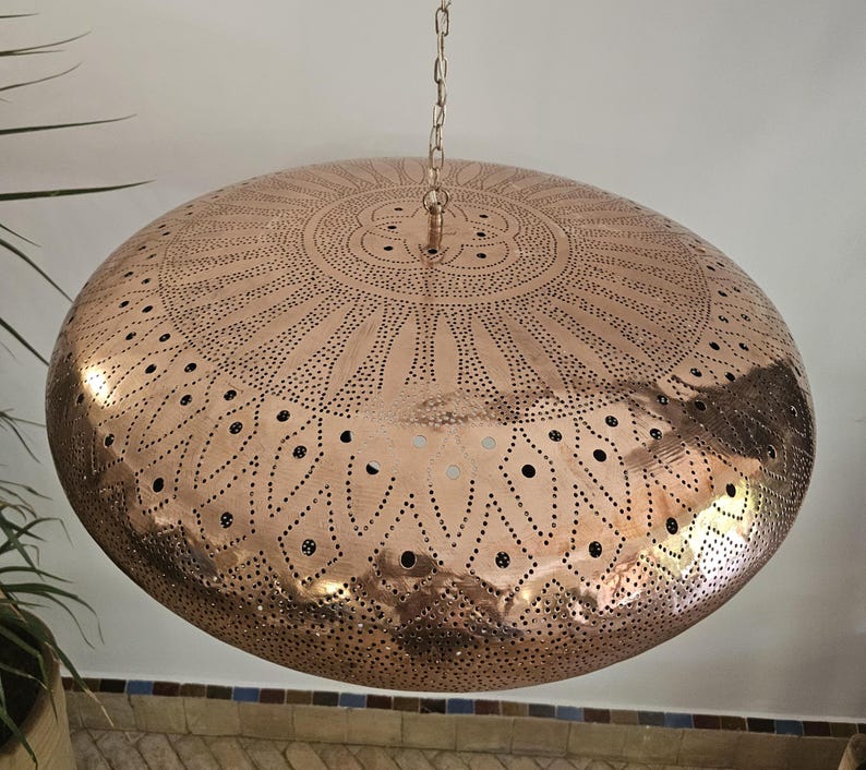 Order by Size : Moroccan Handmade Brass Ceiling Pendant Light (Tahira)