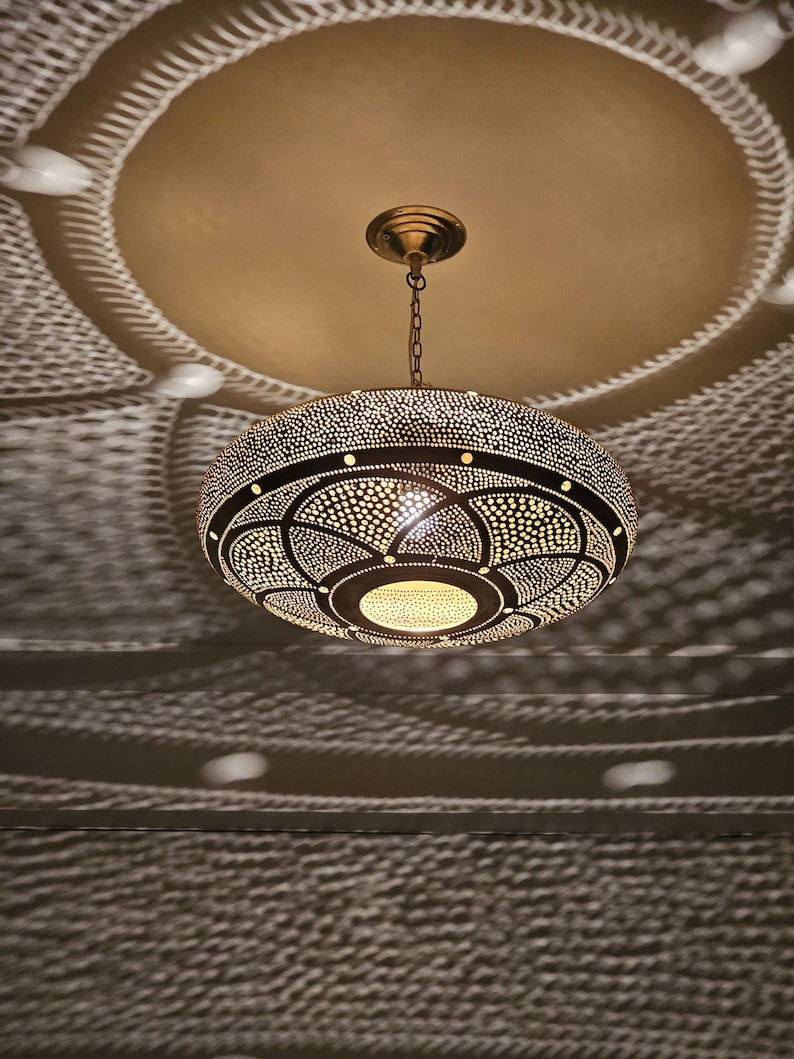 Order by Size : Moroccan Handmade Brass Ceiling Pendant Light (Hooriya)