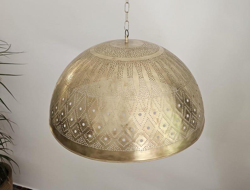 Order by Size : Moroccan Handmade Brass Ceiling Pendant Light (Basma)