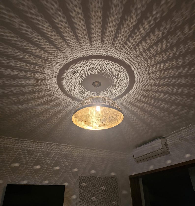 Order by Size : Moroccan Handmade Brass Ceiling Pendant Light (Basma)