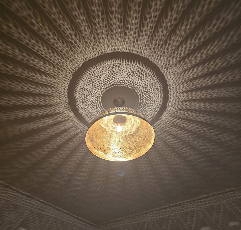 Order by Size : Moroccan Handmade Brass Ceiling Pendant Light (Basma)