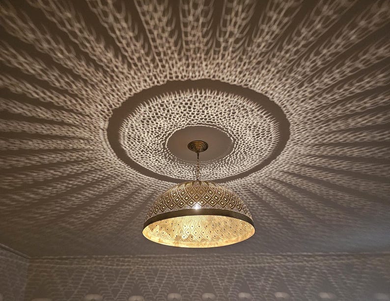 Order by Size : Moroccan Handmade Brass Ceiling Pendant Light (Basma)