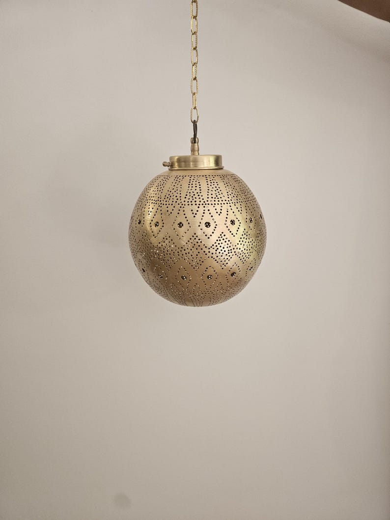 Order by Size : Moroccan Handmade Brass Ceiling Pendant Light (Shahira)
