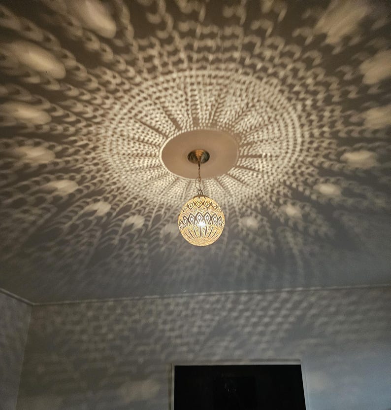 Order by Size : Moroccan Handmade Brass Ceiling Pendant Light (Shahira)