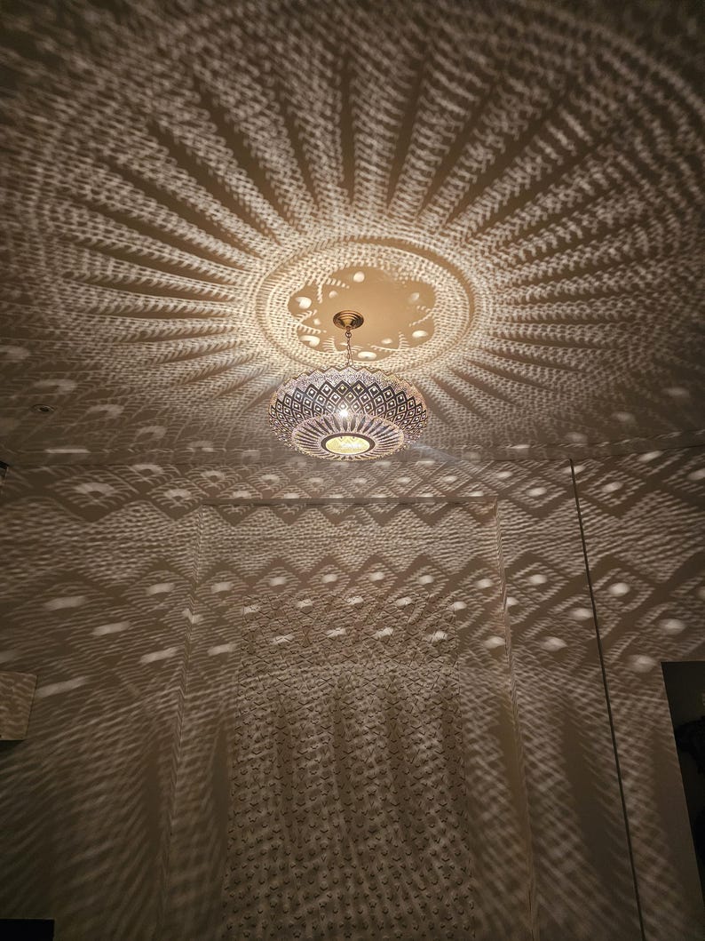 Order by Size : Moroccan Handmade Brass Ceiling Pendant Light (Maysaa)