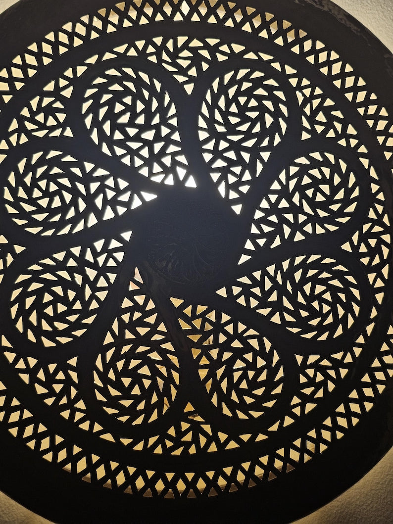 Order by Size : Moroccan handmade brass round wall light lamp (chefchaouen)