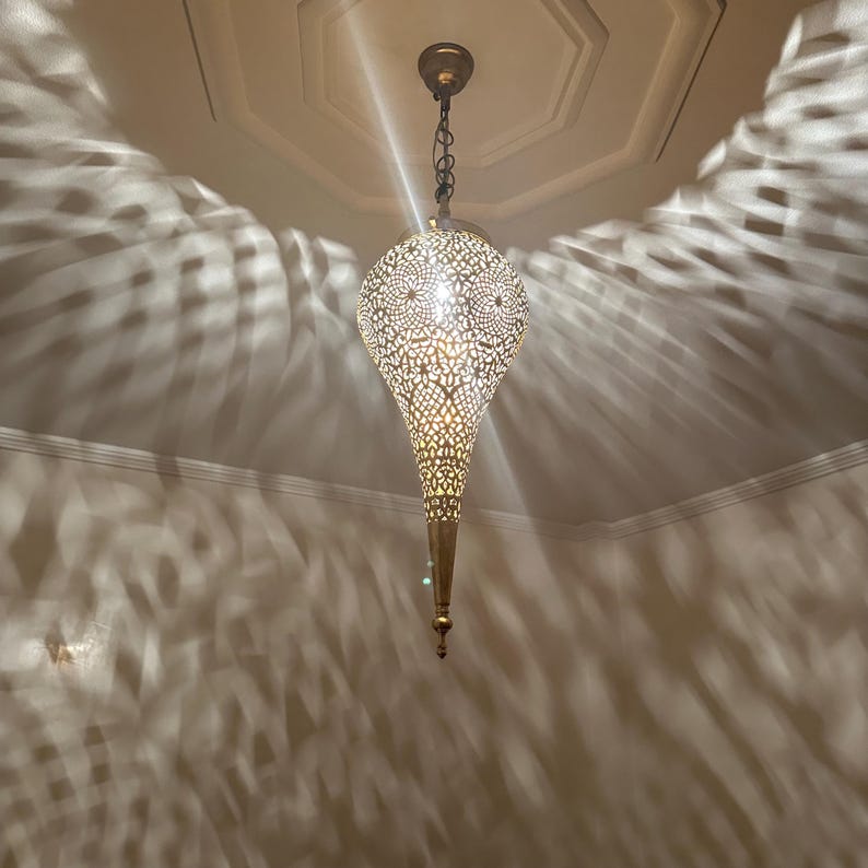 Order by Size : Moroccan Handmade Brass Ceiling Pendant Light (Taima)