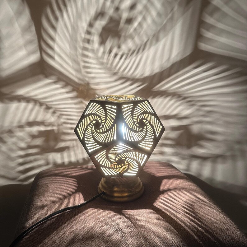 Moroccan Handmade Brass Table Lamp (Atheer)